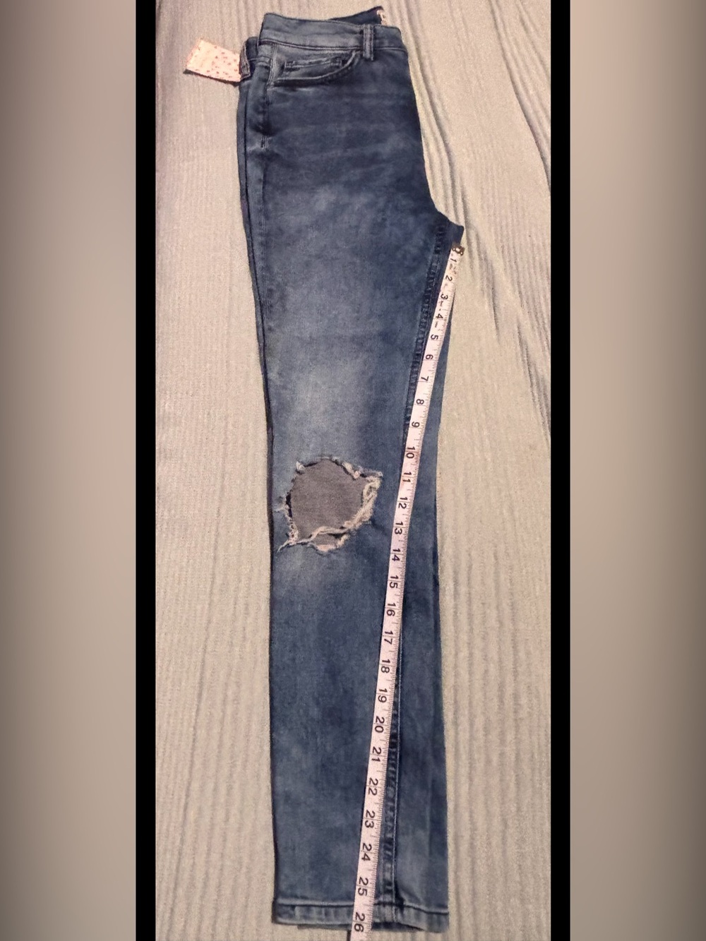 NWT Free People Busted Knee Skinny Jeans Turquoise Distressed Size 29